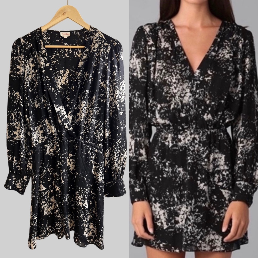 Parker Silk Long Sleeves Mini Dress Size M